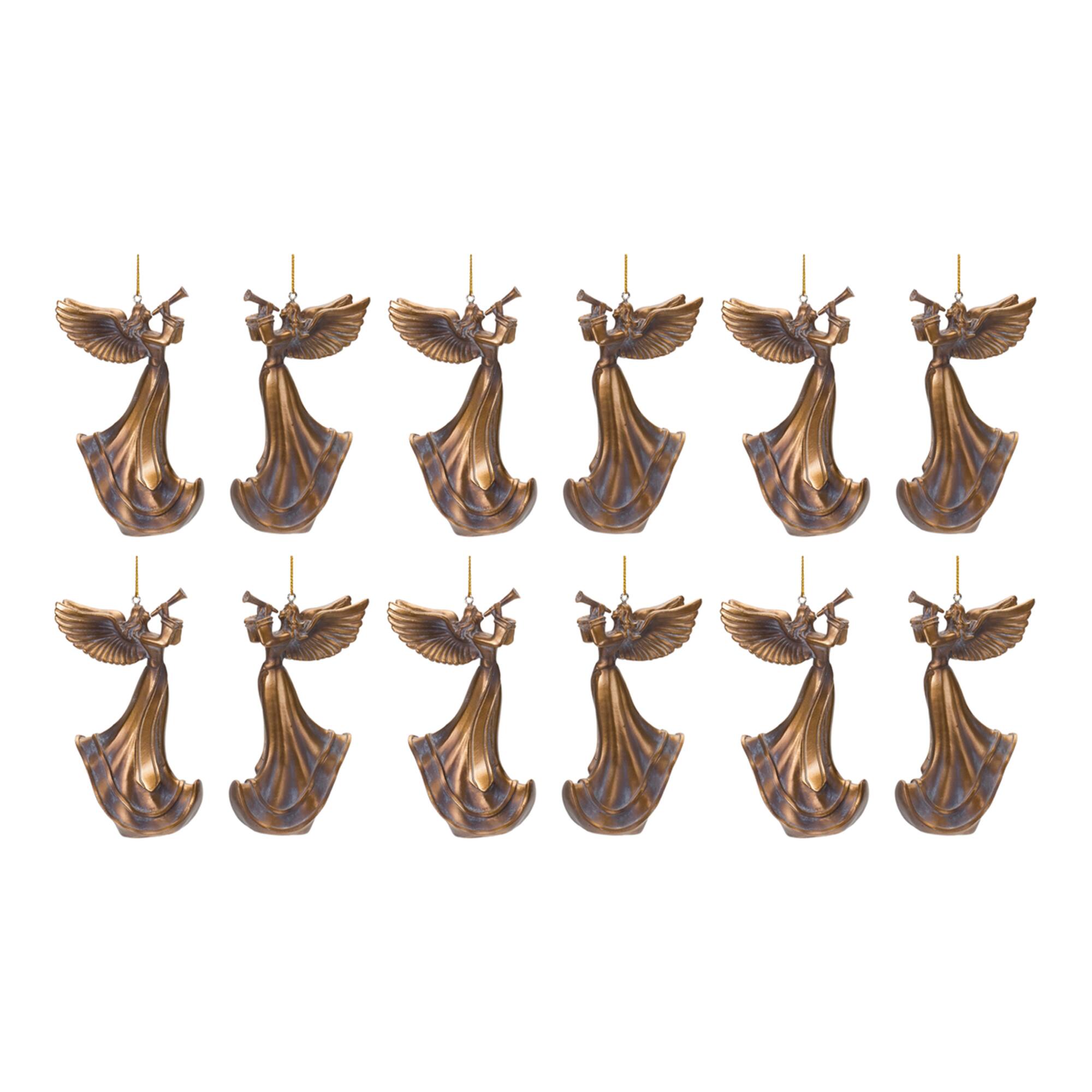 6ct. 5" Bronze Trumpet Angel Ornament Set